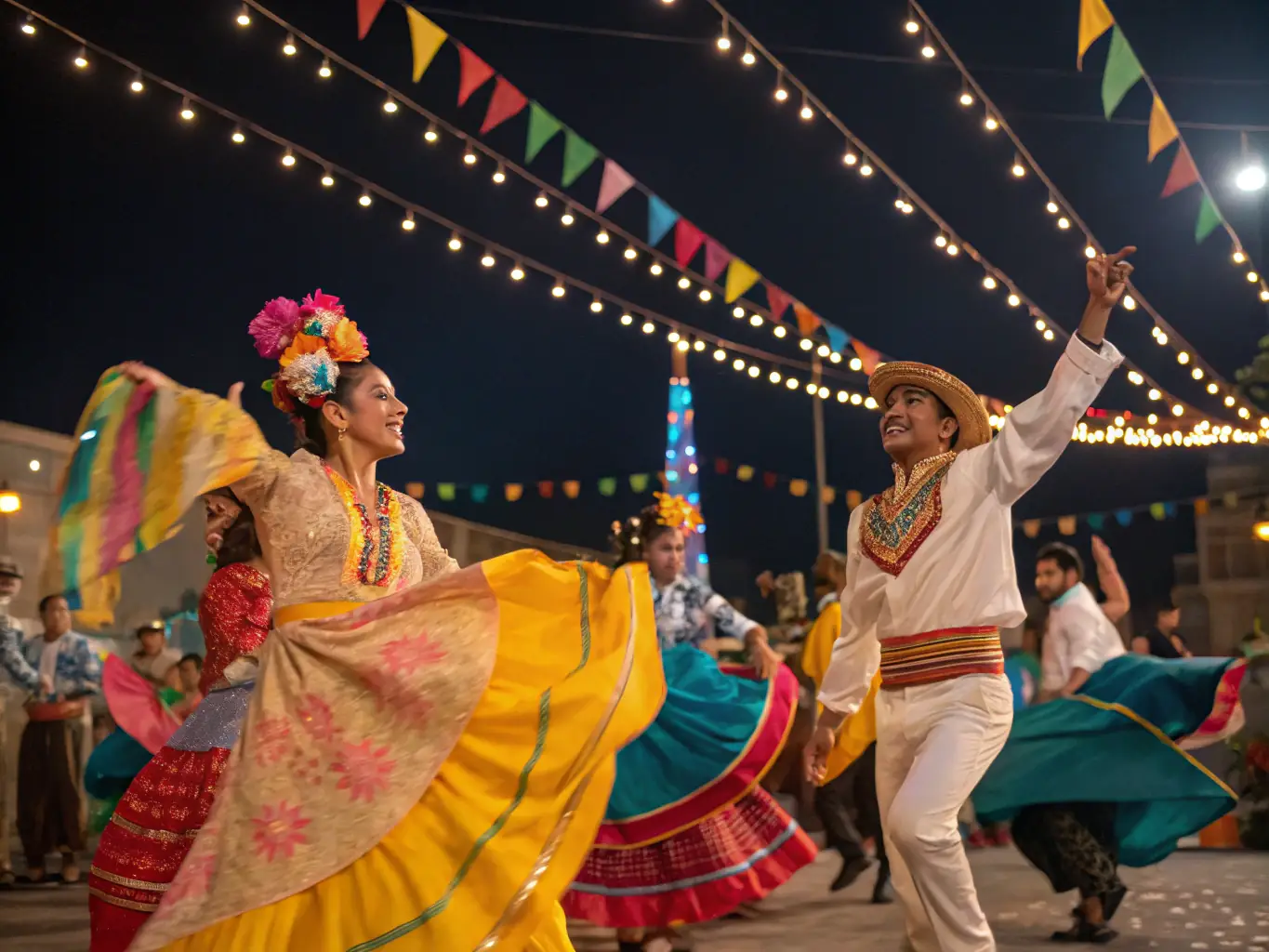 A lively photo of families participating in a cultural festival, celebrating diversity and community spirit.
